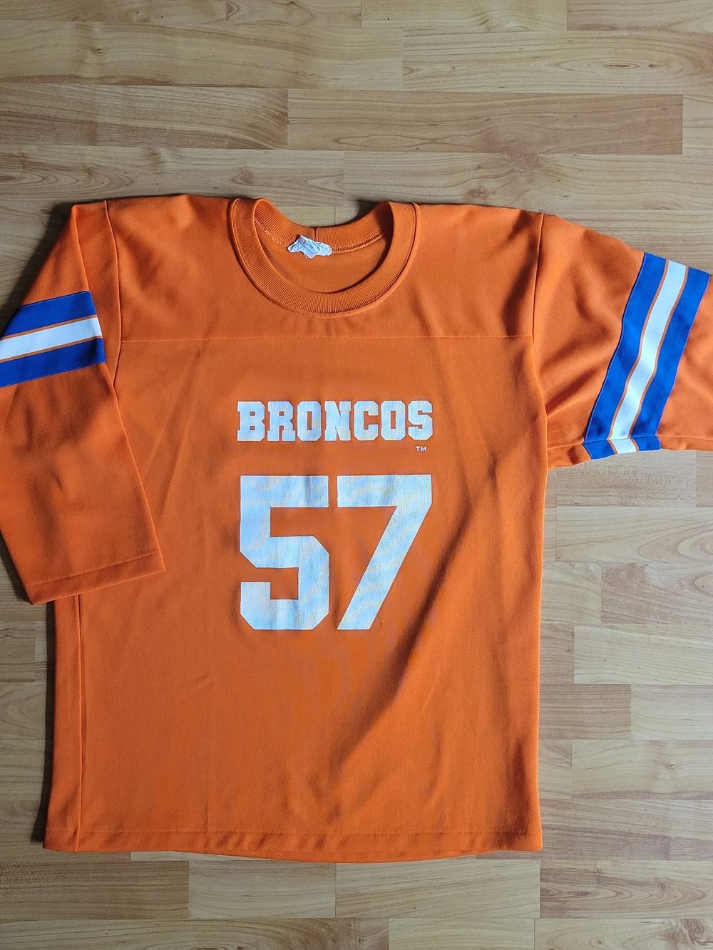 Rare Vintage NFL Denver Broncos Football #57 Torrez 3/4 Sleeve Jersey 80s, Large